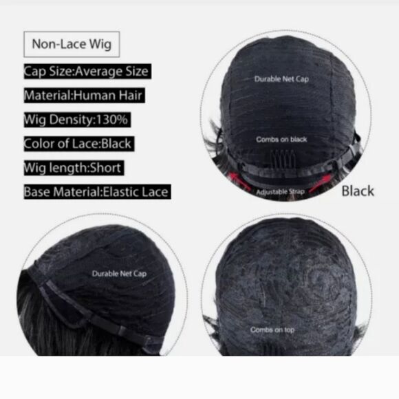 🆕🧒🏽Wine Red and Black Bob Pixie Cut Wig - Picture 7 of 8